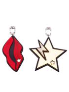 Shein Red Lips Gold Star Personalized Asymmetrical Earrings