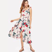 Shein Knot Side Overlap Floral Dress