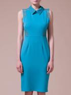 Shein Blue Crochet Hollow Out Knee Length Sheath Dress