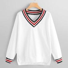 Shein Contrast Trim V-neck Sweatshirt