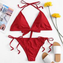 Shein Plus Knot Detail Halter Bikini Set
