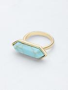 Shein Golden Trim Geometric Turquoise Ring