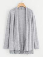 Shein Crochet Hem Marled Knit Cardigan
