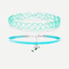 Shein Hollow & Mermaid Charm Design Choker Set