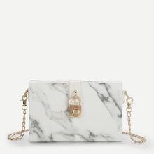Shein Marbled Print Clutch Bag With Chain