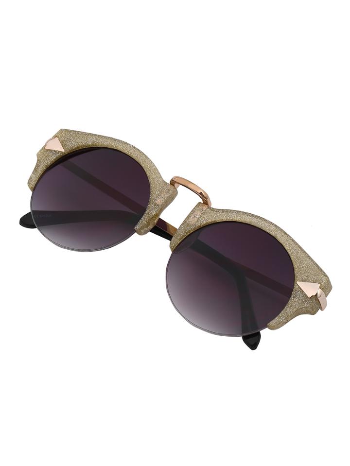 Shein Glitter Half Frame Round Sunglasses