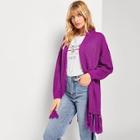 Shein Drop Shoulder Fringe Embellished Longline Cardigan