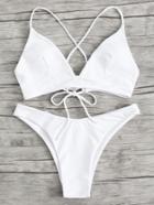Shein Braided Strap Detail Lace Up Bikini Set