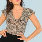 Shein V Neck Flutter Sleeve Tee