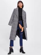 Shein Revere Collar Houndstooth Long Coat