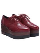 Shein Purplish Red Point Toe Pierced Thick-soled Shoes