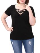 Shein Black Lattice Plus T-shirt