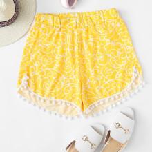 Shein Pom Pom Hem Swim Shorts