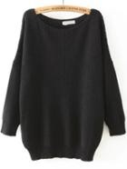 Shein Scoop Neck Long Sleeve Loose Black Sweater