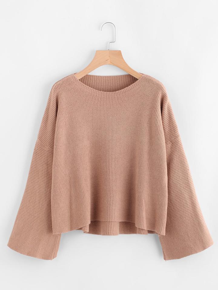 Shein Dip Hem Ribbed Knit Sweater