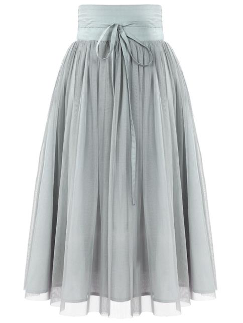 Shein Tie Waist Pleated Mesh Skirt