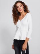 Shein Zip Up Quilted Peplum Top