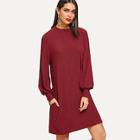 Shein Solid Puff Sleeve Dress