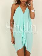 Shein Blue Seafoam Spaghetti Strap Backless Dress