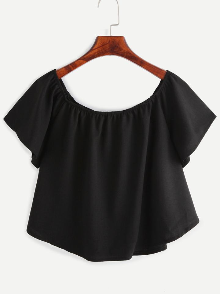 Shein Black Off The Shoulder Swing Crop Top