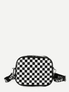 Shein Gingham Crossbody Bag With Letter Strap