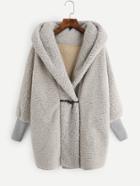 Shein Hooded Fluffy Loose Coat