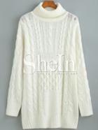 Shein White Long Sleeve Turtleneck Sweater