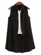 Shein Contrast 2 In 1 Sleeveless Long Blouse
