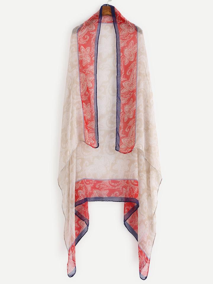 Shein Beige Paisley Voile Scarf
