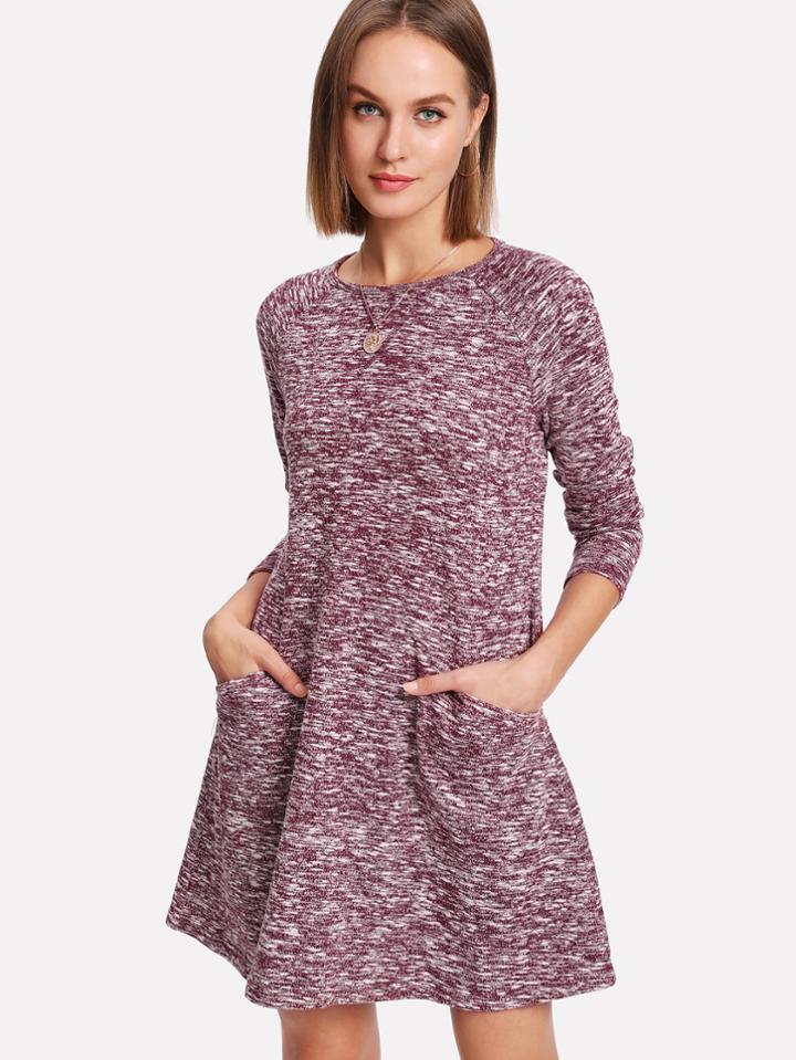 Shein Raglan Sleeve Marled Knit Dress