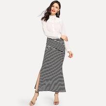 Shein Slit Hem Striped Skirt
