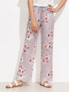 Shein Contrast Marled Knit Waist Florals Pants