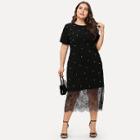 Shein Plus Lace Panel Pearl Beaded Dress