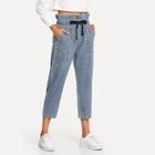 Shein Frill Detail Drawstring Jeans