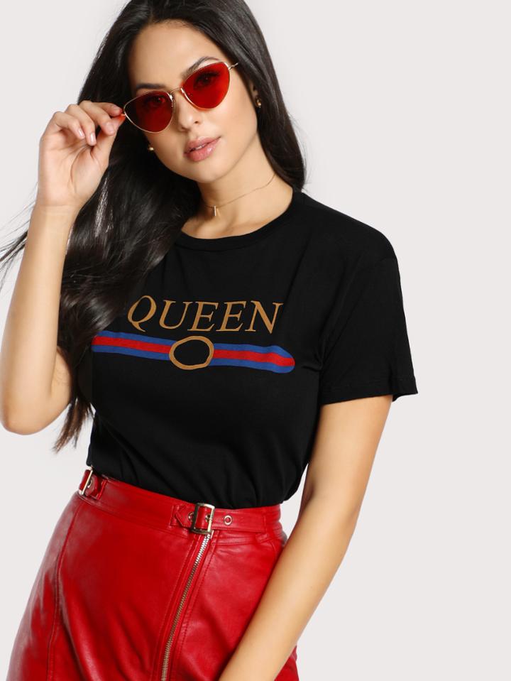 Shein Queen Text Tee
