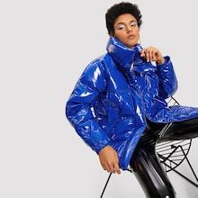 Shein Faux Patent Puffer Coat