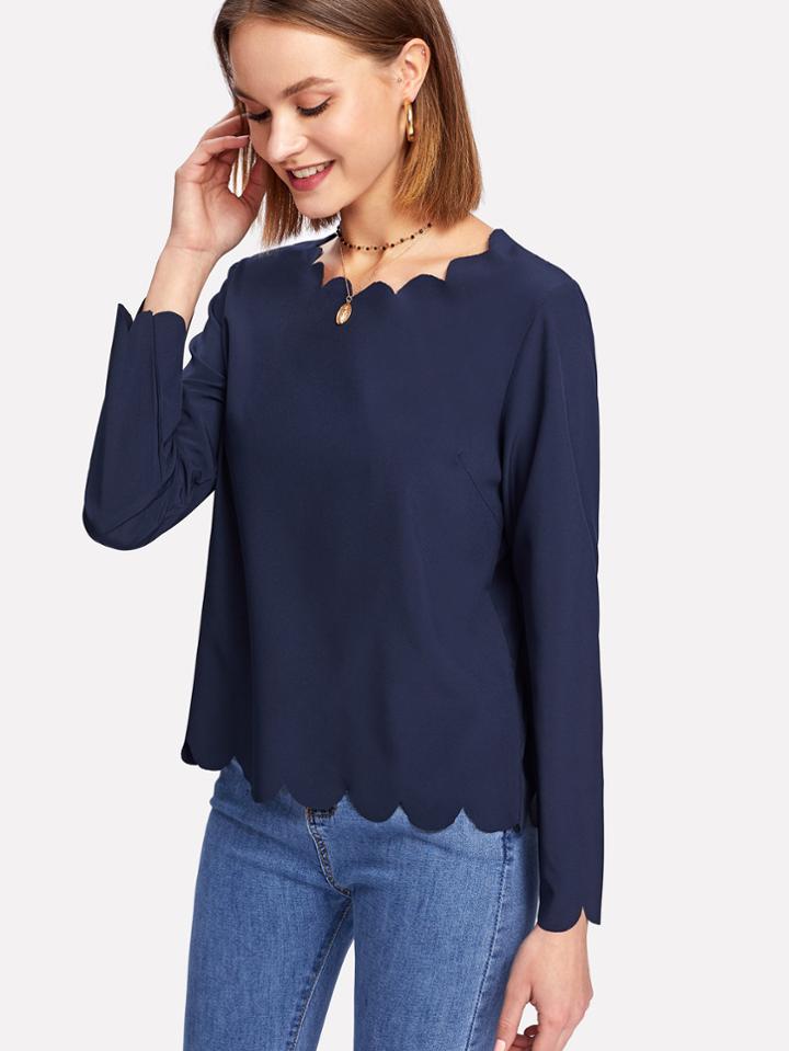 Shein Scallop Trim Blouse