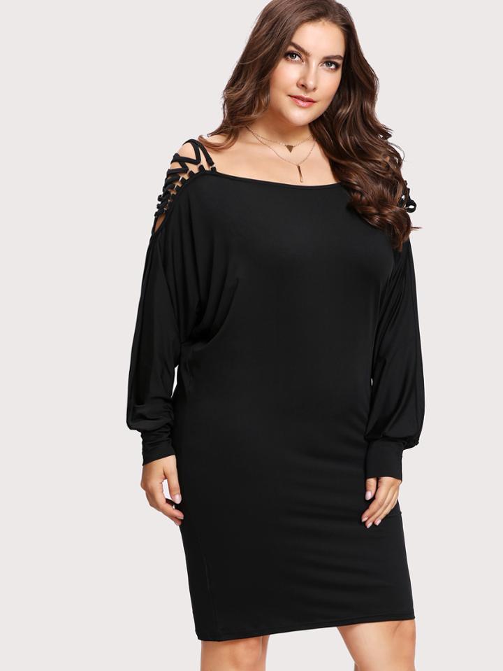 Shein Lace Up Open Shoulder Dress