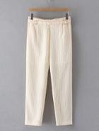 Shein Beige Vertical Stripe Elastic Waist Pants