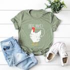 Shein Chicken And Letter Print Tee