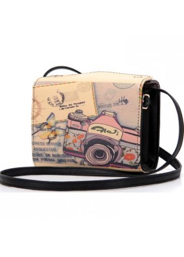 Rosewe Camera And Butterfly Print Black Shoulder Bag