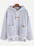 Shein Grey Slit Side High Low Hooded Sweatshirt