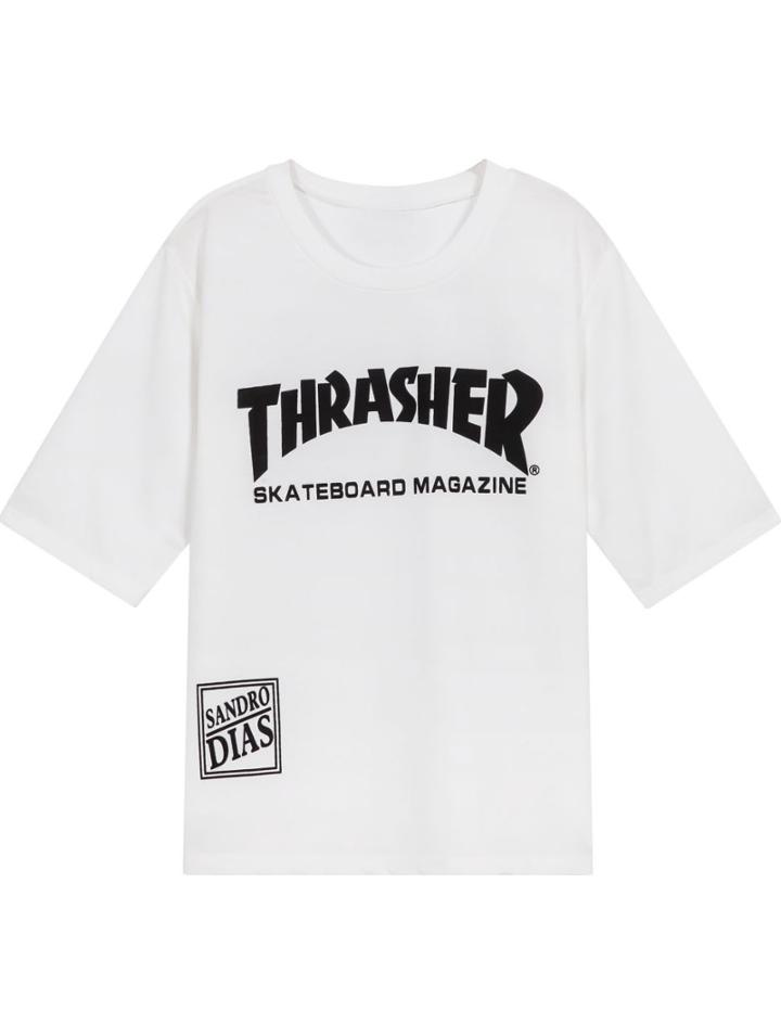 Shein White Round Neck Letter Print T-shirt