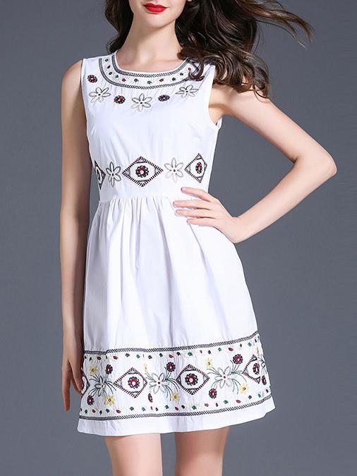 Shein Vintage Embroidered A-line Dress