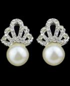 Shein Silver Diamond Pearl Earrings
