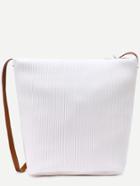 Shein White Faux Leather Stripe Embossed Shoulder Bag
