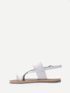 Shein White Faux Leather Toe Sandals