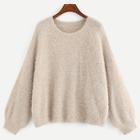 Shein Drop Shoulder Solid Fuzzy Sweater