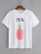 Shein Pineapple And Letter Print T-shirt
