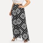 Shein Plus Wide Waistband Tassel Hem Palazzo Pants